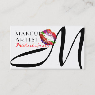 Makeup Artist Stilvolle farbenfrohe Lips Monogram  Visitenkarte