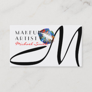 Makeup Artist Stilvolle farbenfrohe Lips Monogramm Visitenkarte