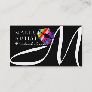 Makeup Artist Stilvolle farbenfrohe Lips Monogramm Visitenkarte