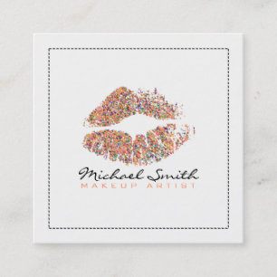 Makeup Artist Stilvolle Glitzer Lips #12 Quadratische Visitenkarte