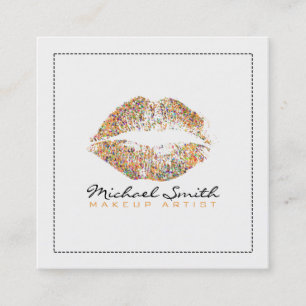 Makeup Artist Stilvolle Glitzer Lips #8 Quadratische Visitenkarte