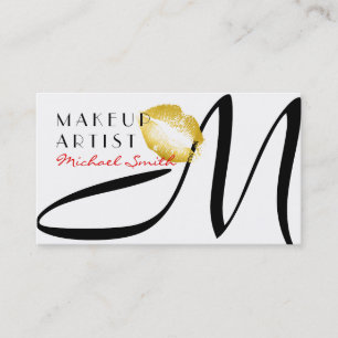 Makeup Artist Stilvolle Gold Lips Monogram #2 Visitenkarte
