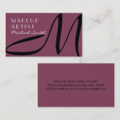 Makeup Artist Stilvolle Monogram Modern Deep Ruby Visitenkarte (Vorne/Hinten)