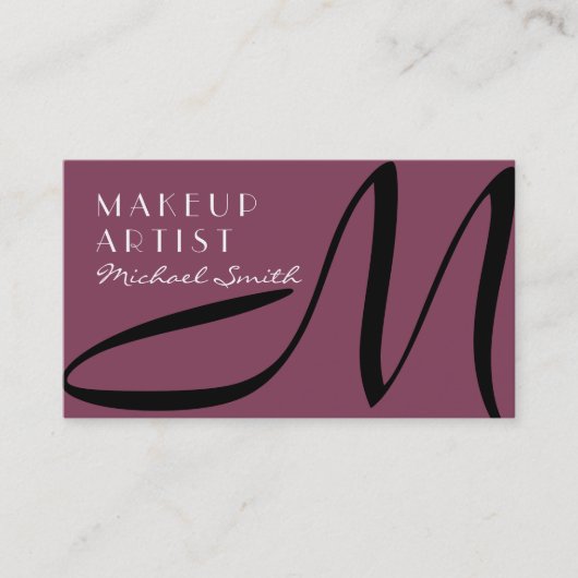 Makeup Artist Stilvolle Monogram Modern Deep Ruby Visitenkarte (Vorderseite)