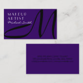 Makeup Artist Stilvolle Monogram Modern Deep Viole Visitenkarte (Vorne/Hinten)