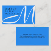 Makeup Artist Stilvolle Monogram Modern Dodger Blu Visitenkarte (Vorne/Hinten)