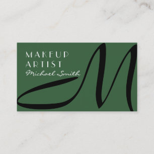 Makeup Artist Stilvolle Monogram Modern Moss Green Visitenkarte