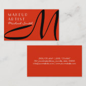 Makeup Artist Stilvolle Monogram Modern Red Orange Visitenkarte (Vorne/Hinten)