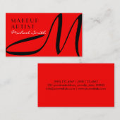Makeup Artist Stilvolle Monogram Modern Red Visitenkarte (Vorne/Hinten)