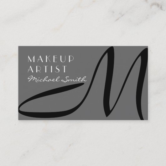 Makeup Artist Stilvolle Monogram Moderne Dim Gray Visitenkarte (Vorderseite)