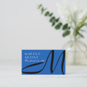 Makeup Artist Stilvolle Monogram Moderner Denim Visitenkarte (Stehend Vorderseite)