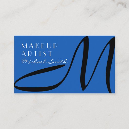 Makeup Artist Stilvolle Monogram Moderner Denim Visitenkarte (Vorderseite)