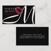 Makeup Artist Stilvolle Rote Lips Monogram Visitenkarte (Vorne/Hinten)