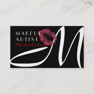 Makeup Artist Stilvolle Rote Lips Monogram Visitenkarte