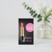 Makeup Artist - Stilvolle rote Lipstick Pink Beaut Visitenkarte (Stehend Vorderseite)