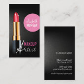 Makeup Artist - Stilvolle rote Lipstick Pink Beaut Visitenkarte (Vorne/Hinten)