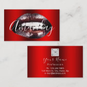 Makeup Artist Studio Red Lips Logo QR-Code Logo Visitenkarte (Vorne/Hinten)