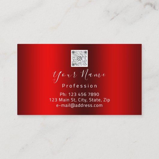 Makeup Artist Studio Red Lips Logo QR-Code Logo Visitenkarte (Rückseite)