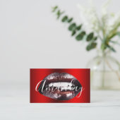 Makeup Artist Studio Red Lips Logo QR-Code Logo Visitenkarte (Stehend Vorderseite)