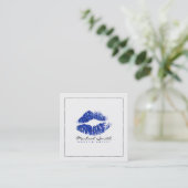 Makeup Artist Stylish Blue Glitzer Lips #3 Quadratische Visitenkarte (Stehend Vorderseite)
