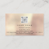 Makeup Artist Stylist Kupfer Rose Gold Pink QRCODE Visitenkarte (Rückseite)