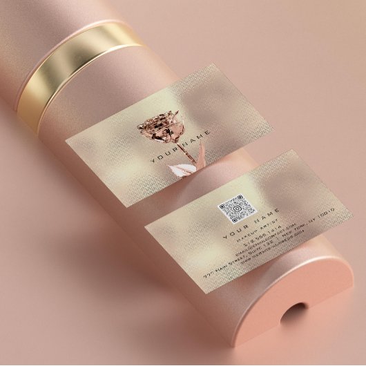 Makeup Artist Stylist Kupfer Rose Gold Pink QRCODE Visitenkarte