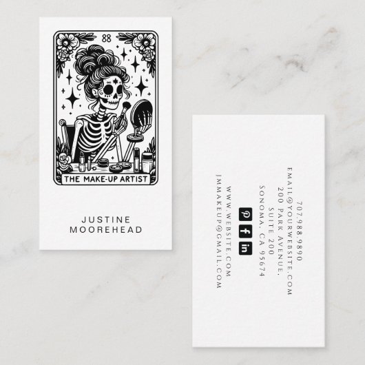 Makeup Artist Tarot Business Card Visitenkarte (Vorne/Hinten)