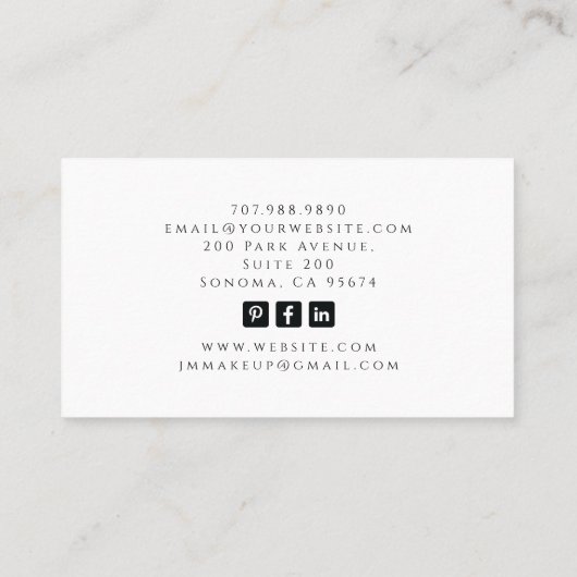 Makeup Artist Tarot Theme Business Card Visitenkarte (Rückseite)