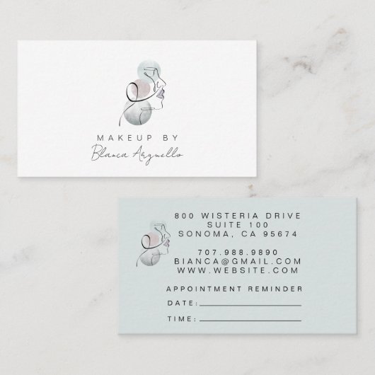 Makeup Artist Termin Erinnerung & Visitenkarte (Vorne/Hinten)