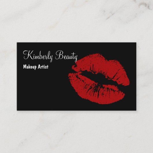 Makeup Artist Termin Karten Rote Lippen (Vorderseite)