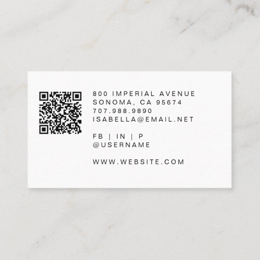 Makeup Artist Tools QR Code Visitenkarte (Rückseite)