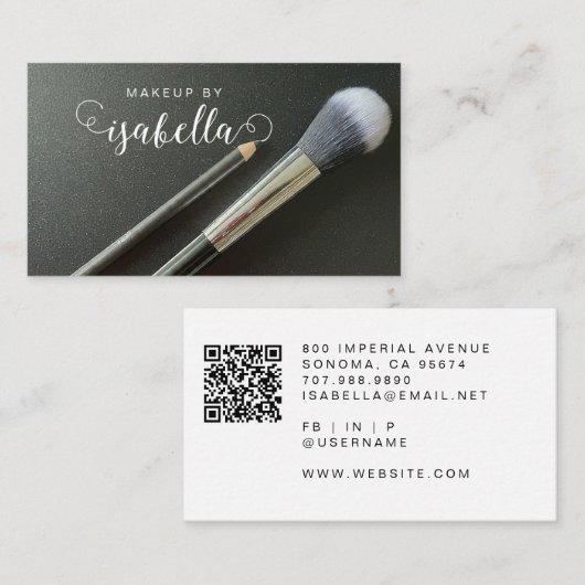 Makeup Artist Tools QR Code Visitenkarte (Vorne/Hinten)