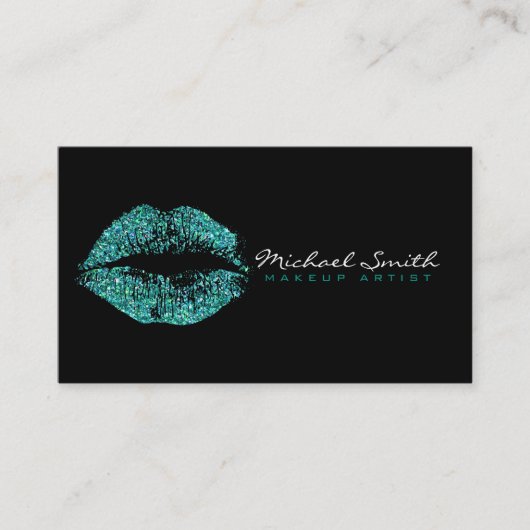 Makeup Artist Turquoise Lips #2 Visitenkarte (Vorderseite)