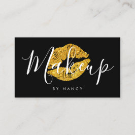 Makeup Artist Typografy Gold Glitzer Sparkle Lippe Visitenkarte