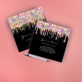 Makeup Artist Unicorn Black Holograph Unicorn Blau Quadratische Visitenkarte