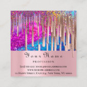 Makeup Artist Unicorn Holograph Tropfens Nails Art Quadratische Visitenkarte (Rückseite)