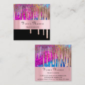 Makeup Artist Unicorn Holograph Tropfens Nails Art Quadratische Visitenkarte (Vorne/Hinten)