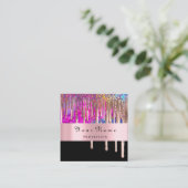 Makeup Artist Unicorn Holograph Tropfens Nails Art Quadratische Visitenkarte (Stehend Vorderseite)