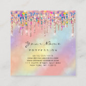 Makeup Artist Unicorn Schwarzer Holograph Herz Quadratische Visitenkarte (Rückseite)