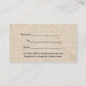 Makeup Artist Vintag Damask Geschenkgutscheine Rabattkarte (Rückseite)