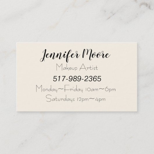 Makeup Artist Visitenkarte (Rückseite)