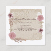 Makeup Artist Watercolor Boho Floral Quadratische Visitenkarte (Rückseite)