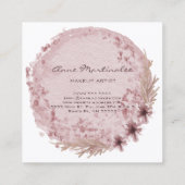 Makeup Artist Watercolor Boho Round Floral Quadratische Visitenkarte (Rückseite)