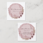 Makeup Artist Watercolor Boho Round Floral Quadratische Visitenkarte (Vorne/Hinten)