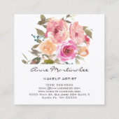Makeup Artist Watercolor Floral Quadratische Visitenkarte (Rückseite)