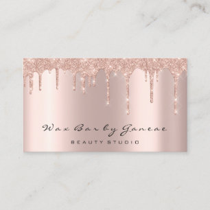 Makeup Artist Wax Lashes Glitzer Tropfen Rose Rosa Visitenkarte