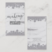 Makeup Artist White Gray & Silver Sparkle Dot Glam Visitenkarte (Vorne/Hinten)