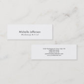 Makeup Artist White Stylish Business Card Mini Visitenkarte (Vorne/Hinten)