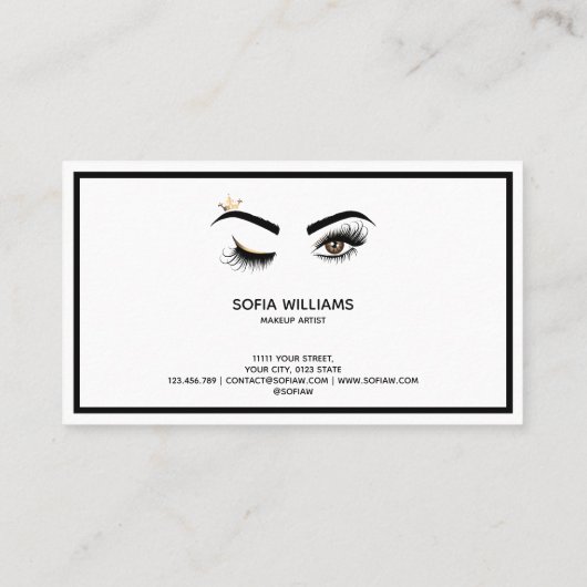 Makeup artist wink auge with Crown Lash Extension Visitenkarte (Rückseite)