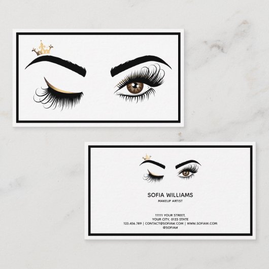 Makeup artist wink auge with Crown Lash Extension Visitenkarte (Vorne/Hinten)